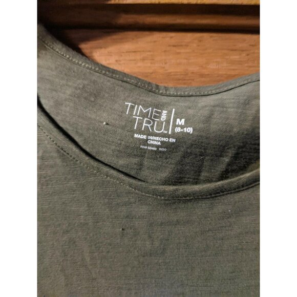 Time And Tru Shirt Knit Dress Size M Olive Green Small Tshirt Modest Womens - Picture 2 of 5